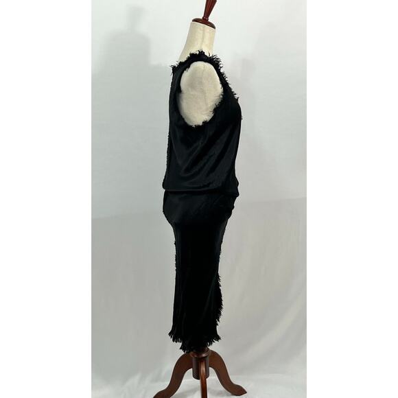 JAGA Sz 1 S Small Black Mykonos Satin Sleeveless Midi Dress - Picture 6 of 11